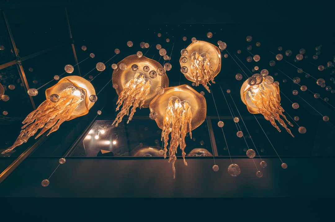 Blown glass jellyfish chandelier | Blown design